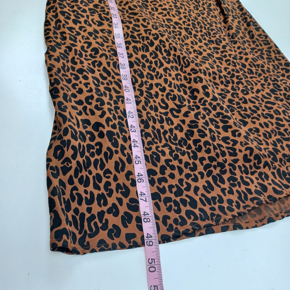 Good American Leopard Slip Midi Dress Size 2 US M Women Cowl Neck Sleeveless - Picture 14 of 16